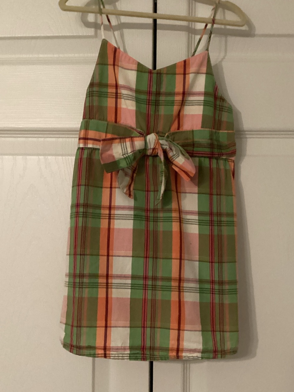 Coral Reef Vintage Gymboree Madras Plaid Dress With Spaghetti Straps Size 6